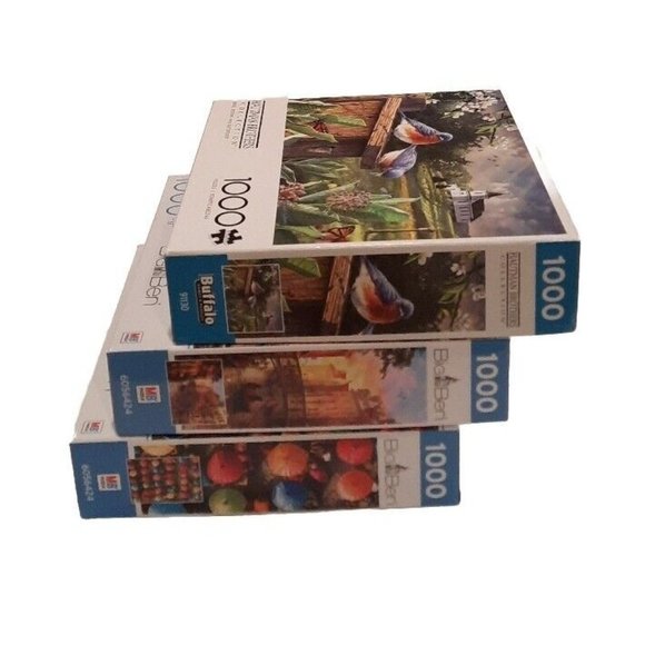 Lot of 3 Jigsaw Puzzles 1000 pieces 2 Milton Bradley/1 Hautman Brothers - Picture 2 of 3